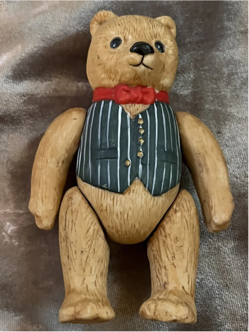 1983 Dept 56 Bisque Porcelain Teddy Bear Figurine Ornament String Jointed GREAT